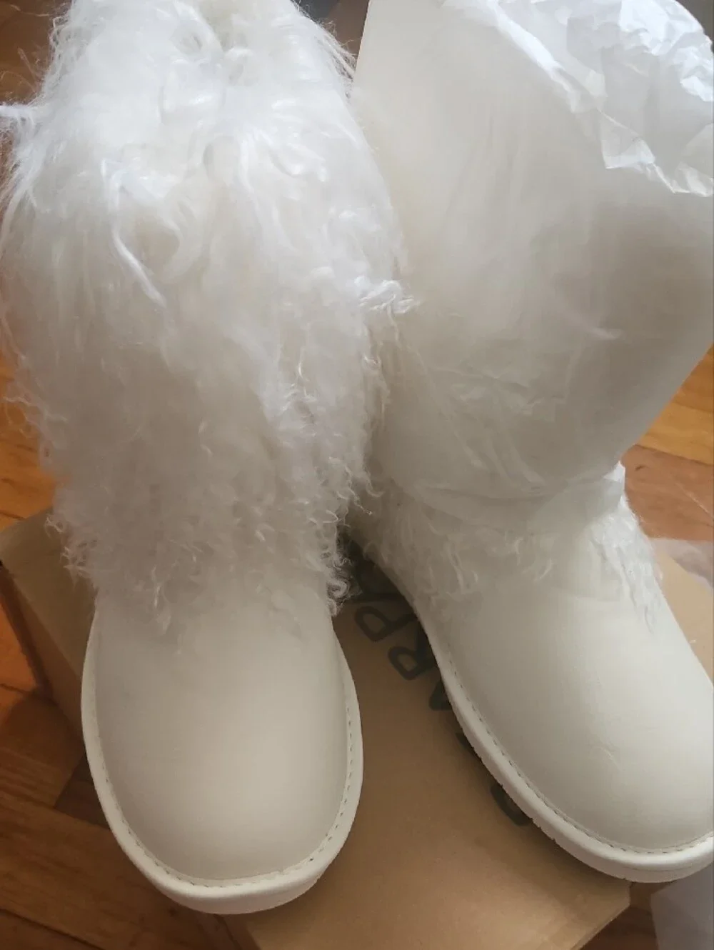 BearPaw White Faux-Fur Winter Boots